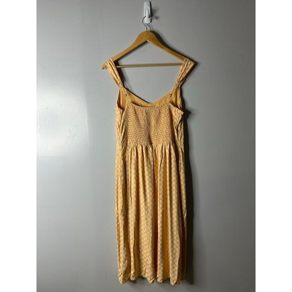 Abercrombie & Fitch Cinched Floral Midi Dress Women’s Large Yellow Cottagecore - Picture 6 of 9